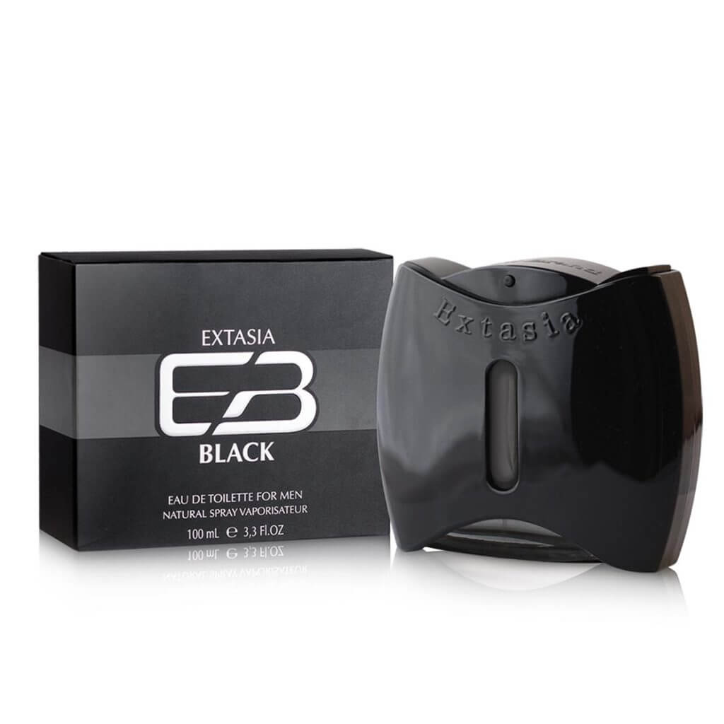 Extasia Black Men Herrenparfum Flakon mit schwarzer Optik